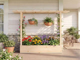 Fir Wood Raised Garden Bed with Side Trellis, 109.2235.56114.30 cm Planter Box with Drainage 69072812
