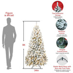 ZUN 7FT Pre-lit Flocked Christmas Tree with 1,064 Memory Wire Tips – Effortlessly Fluffed, Perfectly W1773P199067