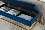 58.6" Bed Bench Metal Base with Storage Navy Blue Velvet W1097119561