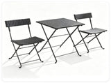 3 Piece Folding PE Rattan Bistro Set, Black Wicker Patio Dining Set with 1 Coffee Table & 2 43058602
