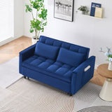 The 55-inch dreamlike blue velvet sofa is elegant and convenient with pockets, cleverly interpreting W1658P246639