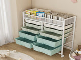 10-Drawer Rolling Storage Cart with Metal Mesh Top and Lockable Wheels, Multi-Layer Utility 40967862