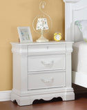 Pine Wood Nightstand with 3 Drawers in White Finish B016P253587