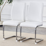 ZUN Luxury Simple Arch Chair - Set of 2 White PU Material High Resilience Dining Chair with Arched Metal W1151P154869