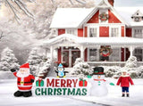 9.8 FT Lighted Inflatable Decoration, Inflatable Santa Claus and Snowman Holding Merry 19789654