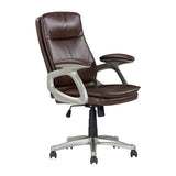 ZUN Mid Back Brown Faux Leather Swivel Office Executive Chair, Ergonomic Conference Desk Chair, B011P213328