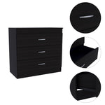 ZUN Bethage 3-Drawer Dresser Black Wengue B06280071