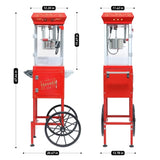 Popcorn Machine with, with Wheels & 6 Oz Pot Popcorn Maker Stainless Steel Oil Spoon, Mobile W2841P272023