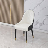 PU-Leather Chairs Metal Legs & Backrest, Modern Desk Chair for Living Room, Dining Room, Black W509P167722