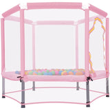 55'' Toddlers Trampoline with Safety Enclosure Net and Balls, Indoor Outdoor Mini Trampoline for 33415175