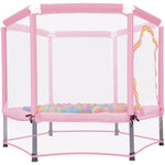 ZUN 55'' Toddlers Trampoline with Safety Enclosure Net and Balls, Indoor Outdoor Mini Trampoline for 33415175