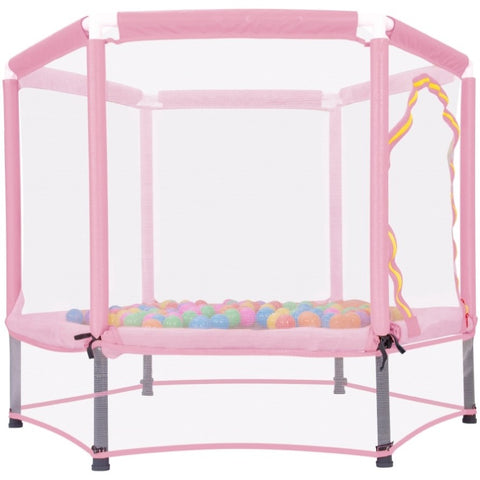 ZUN 55'' Toddlers Trampoline with Safety Enclosure Net and Balls, Indoor Outdoor Mini Trampoline for 33415175