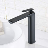 Single Hole Single-Handle High-Arc Modern Bathroom Faucet in Matte Black W105963375