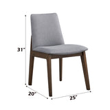 Walnut Finish Side Chairs Set of 2, Gray Fabric Upholstery Seat and Back Wooden Kitchen Casual B2741P328571