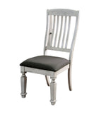 ZUN Transitional 2pcs Side Chairs Antique White Solid wood Gray Fabric Dining Room Furniture Chair Bold B011P203543