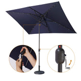 Waterproof Rectangular Patio Umbrella and Solar Lights 6.5 ft. x 10 ft. , 26 LED lights, Push Button B082121758