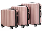ABS Trolley Case 20in 24in 28in 3PCS Suitcase Set Striped Textured Suitcase Rose Gold 61816189