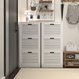 Wooden Shoe Cabinet for Entryway, White Shoe Storage Cabinet with 3 Flip Doors 20.94x9.45x43.11 inch W40935621