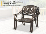 Set of 2 Cast Aluminum Patio Dining Chairs, Stackable Outdoor Bistro Chairs with Armrests for 93510049