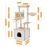 ZUN 56.7" Cat Tree with Litter Box , for Indoor Cats with Storage Cabinet and Cozy Cat Condo, Sisal 05599943