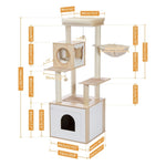 ZUN 56.7" Cat Tree with Litter Box Enclosure Large, Wood Cat Tower for Indoor Cats with Storage Cabinet 05599943