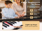 88-Key Semi-Weighted Foldable Digital Piano, 128.2722.865.08 cm Light-Up Keys Keyboard with 3 15404753