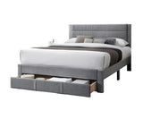 Luxury Contemporary Look 1pc Queen Size Bed w Storage Drawer Gray Corduroy Headboard Bedframe B011P238965