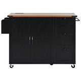 K&K 54.5" Farmhouse Kitchen Island with Power Outlet, Kitchen Storage Island with Internal Storage N707P170349B