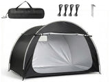 6.8x4.9FT Black Arc Bicycle Storage Shed, 210D PU Silver Coated Oxford, Black Fiberglass Frame, 56945196