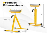 2-Pack Heavy Duty Metal Folding Roller Stand with Edge Guides Portable Woodworking Support - Yellow 48507595