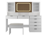 Large Vanity Table Set with LED Lighted Mirror, Vanity Desk with Charging Station, Makeup Table with 50383291