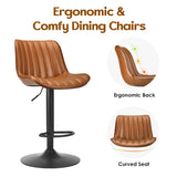 Bar Stools Set of 2, Swivel Adjustable Barstools, Bar Height Stools with Back Support, PU Leather T3623P363387