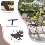 ZUN 4pcs Patio Folding Sling Chairs Camping Chair,Steel,Coffee Color 30210873