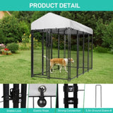 ZUN 8x4x6 FT Outdoor Dog Kennel for Large Dogs, Heavy Duty Welded Wire Steel Dog Playpen Fence with 75545650