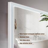48*32in LED Framed Bathroom Vanity Mirror, Aluminum Frame with 45&deg Beveled Angle Beveled Lights, 3 W2709P268900