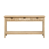 U_STYLE Fir Veneer Modern Stylish Console Table with Honeycomb Design,Suitable for Study,Entryway, N711P230811O