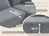 Gray Modular Corduroy Sectional Sofa with Chaise Lounge, All-Foam Deep Seat Couch, Soft Wide-Wale 61332137