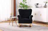 Mid Century Fabric Rocker Chair with Wood Legs and velvet for Livingroom Bedroom W136158988