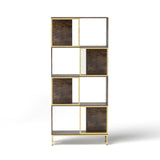 4-Tier Industrial Bookcase, Rustic Wood and Metal Frame, Asymmetrical Design, Display Storage W2167P192763