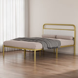 ZUN Metal Steel Platform Bed Frame with Upholstered Headboard cushion - Gold W2992P233415