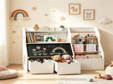 Kids Toy Storage Organizer with Flip Chalkboard, Rolling Drawers & Hanging Rods, Rounded Edge 16852452