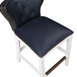 Macon Midnight Blue Faux Leather and White Wood Counter Stool B050P364431
