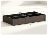46" Outdoor Woven Raised Planter Box, Weather Resistant Rattan Garden Container with Adjustable Feet 80638867
