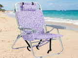 1 PCS Aluminum Beach Chair, 15 Inch Seat Height Purple Tribal Pattern, 5-Position Adjustable 19923642