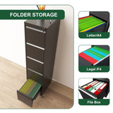 5 Drawer Metal Vertical File with Lock on Wheels for Home Office,Heavy Duty Metal Storage T2398P310087