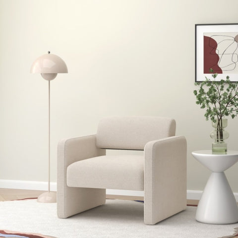 ZUN BEIGE single sofa chair, upholstered comfortable chair with armrests, for dining room/bedroom/living W487P183018