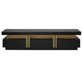 ZUN ON-TREND Luxury TV Stand High Gloss Faux Marble Top for TVs Up to 78'', Rectangle Media Console WF323980AAB