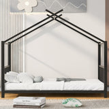 Twin Size Metal House Platform Bed, Black MF322835AAB