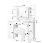 ZUN Vanity Desk with Mirror and Lights Makeup Desk with Drawers and Cabinet Vanity Table with Led Light 50229899