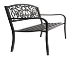 50" Outdoor Welcome Backrest Cast Iron Bench 27571420